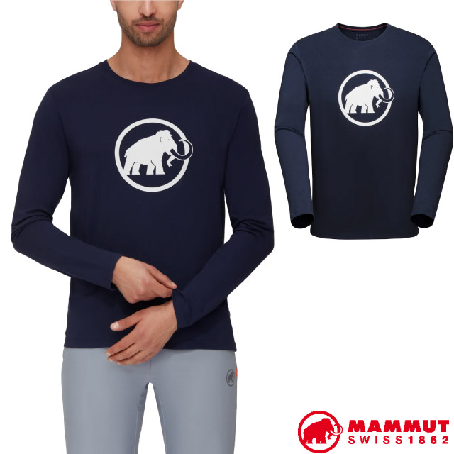 【瑞士 MAMMUT 長毛象】男款 Classic 輕量有機 棉圓領長袖休閒衫/1016-00871-5118 海洋藍✿30E010